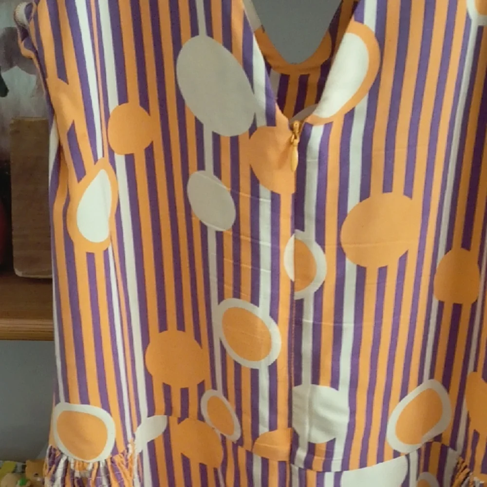 Marc Jacobs VINTAGE Geometric Silk Purple Orange Striped Sleeveless Mini Dress - Picture 8 of 8